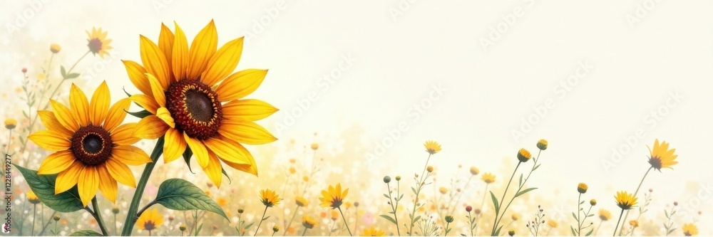 Obraz premium Delicate Watercolor Sunflower , bloom, flower