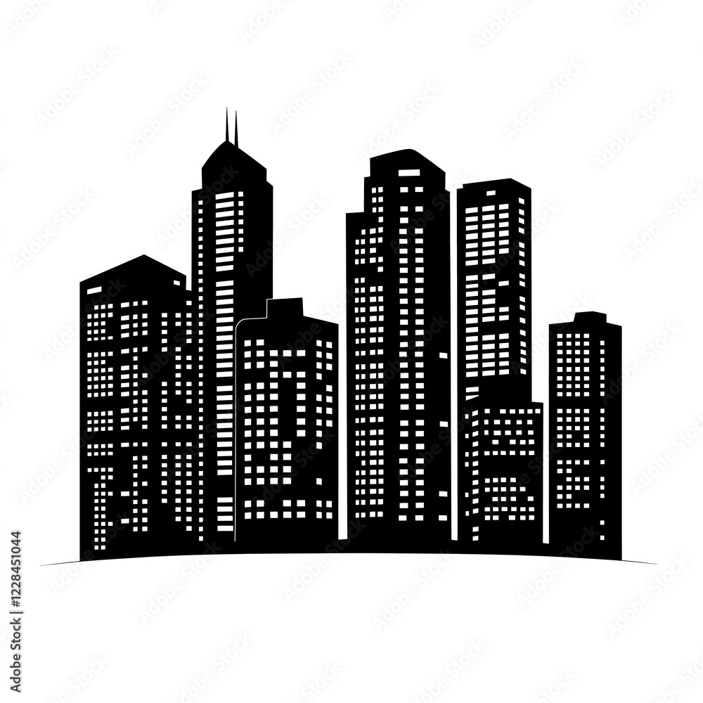 Fototapeta premium set of silhouettes of buildings on white