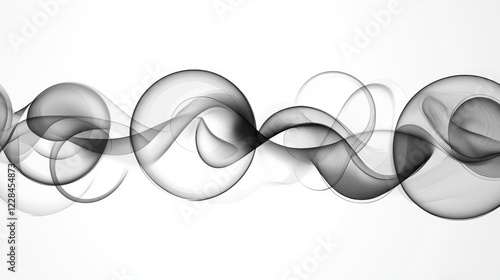 Abstract grayscale flowing waves, banner design, white background, website header