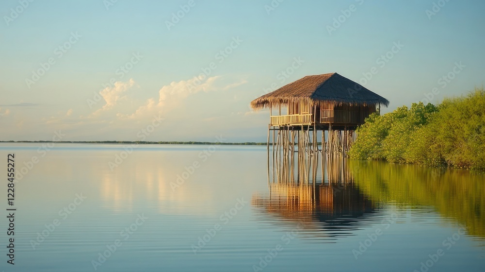 Serene Overwater Bungalow at Sunrise Serene Overwater Bungalow at Sunrise