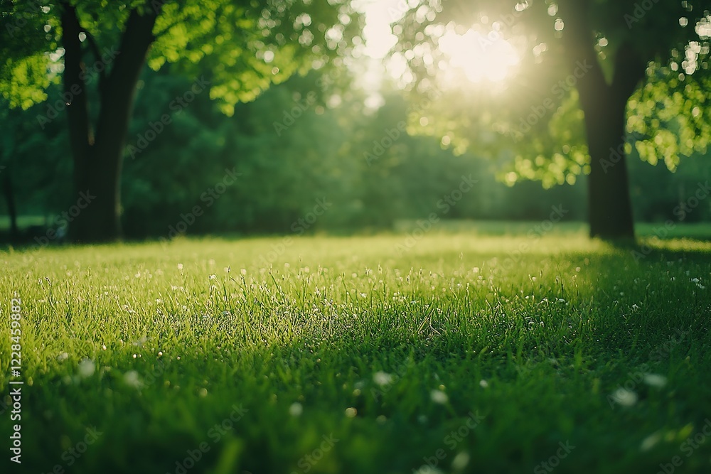 Sunlit grass in a lush green park Sunlit grass in a lush green park