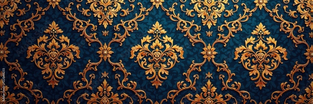 Intricate damask pattern with gold accents, luxury, pattern Intricate damask pattern with gold accents, luxury, pattern