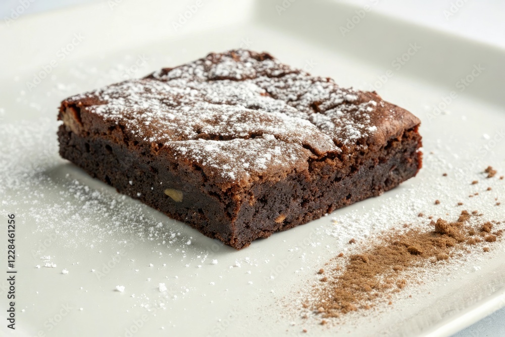 Freshly baked chocolate brownie with a sprinkle of powdered sugar, baking, aroma, Freshly baked cChocolate brownie sliced into thick pieces on a marble countertop, pastry, baking powder Freshly baked chocolate brownie with a sprinkle of powdered sugar, baking, aroma, Freshly baked cChocolate brownie sliced into thick pieces on a marble countertop, pastry, baking powder