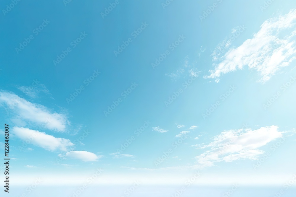 Serene blue sky with scattered fluffy clouds Serene blue sky with scattered fluffy clouds