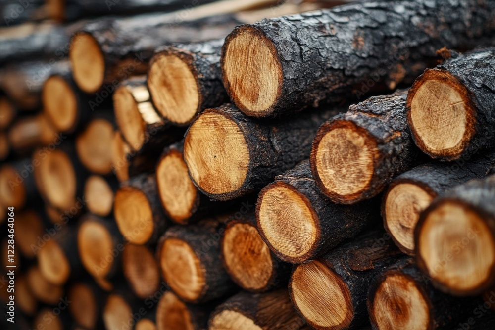 Pile of stacked wooden logs in natural sunlight Pile of stacked wooden logs in natural sunlight