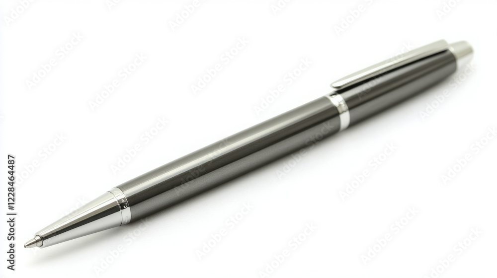 Sleek dark gray pen on white background. Perfect for business or office. Sleek dark gray pen on white background. Perfect for business or office.
