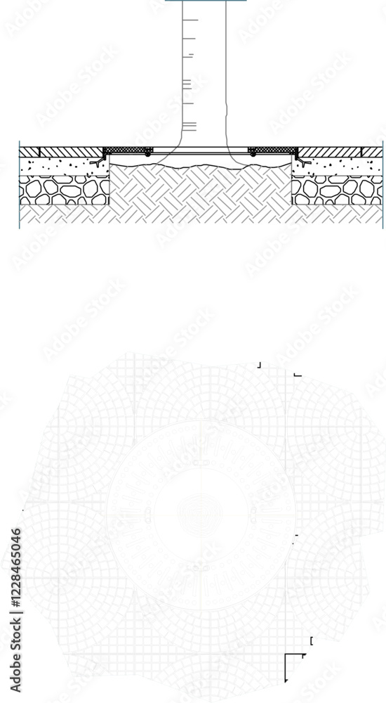 Obraz premium vector illustration sketch design streets grille for tree preservation in pedestrian area