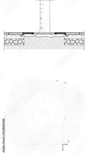 vector illustration sketch design streets grille for tree preservation in pedestrian area