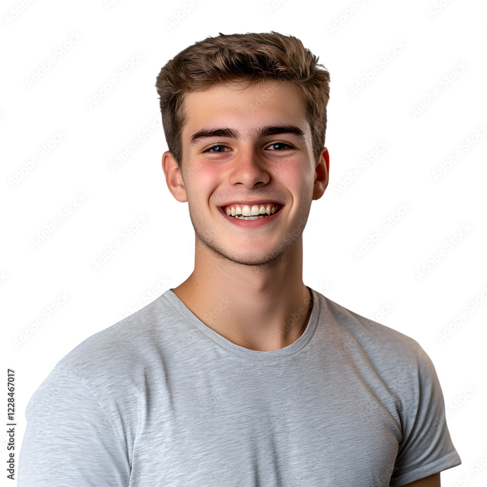 Cheerful Young Male with Bright Smile, Isolated on Transparent Background Cheerful Young Male with Bright Smile, Isolated on Transparent Background