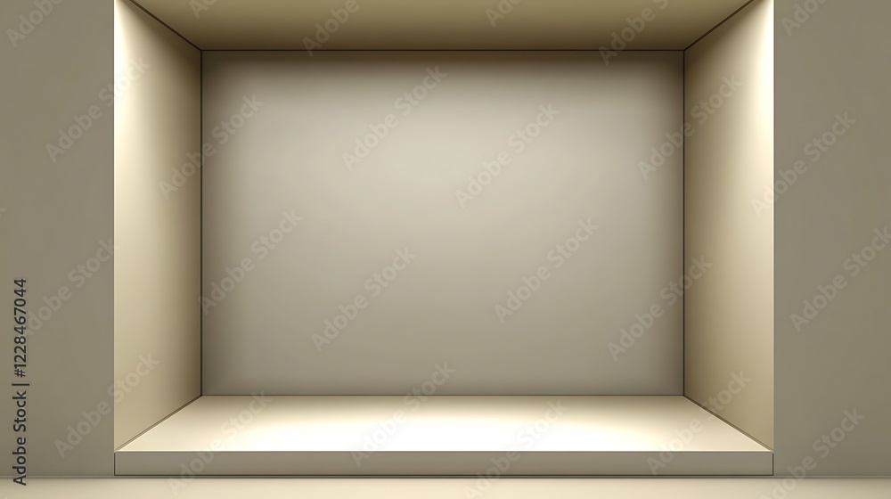 Fototapeta premium Empty Beige Display Showcase Interior Room