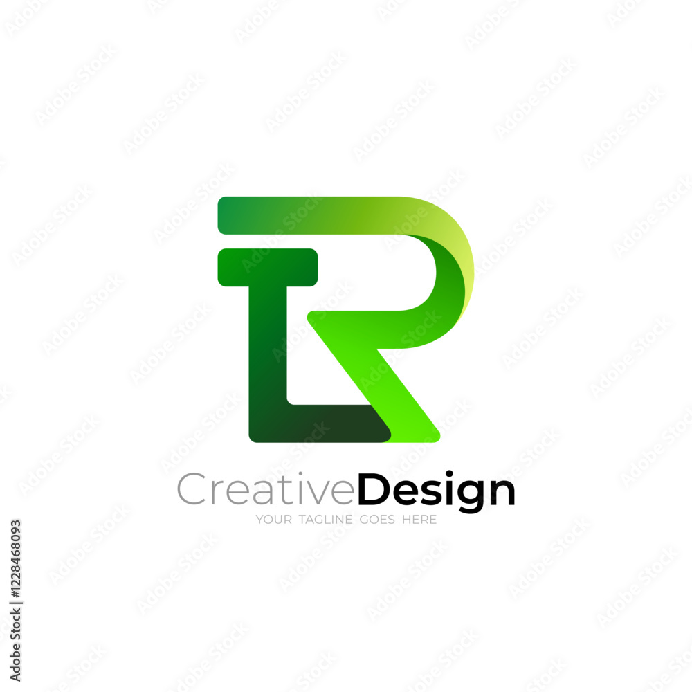 R logo and Letter L design combination, green color R logo and Letter L design combination, green color