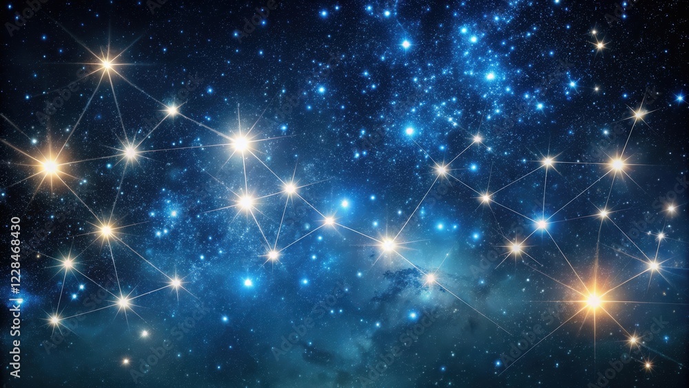 Fototapeta premium Dark night sky filled with sparkling stars and constellations, stars, night sky, astronomy, space, galaxy, black background