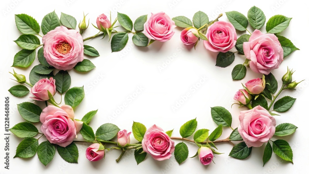 Rose flower with green leaves forming a delicate frame , rose, flower, leaves Rose flower with green leaves forming a delicate frame , rose, flower, leaves