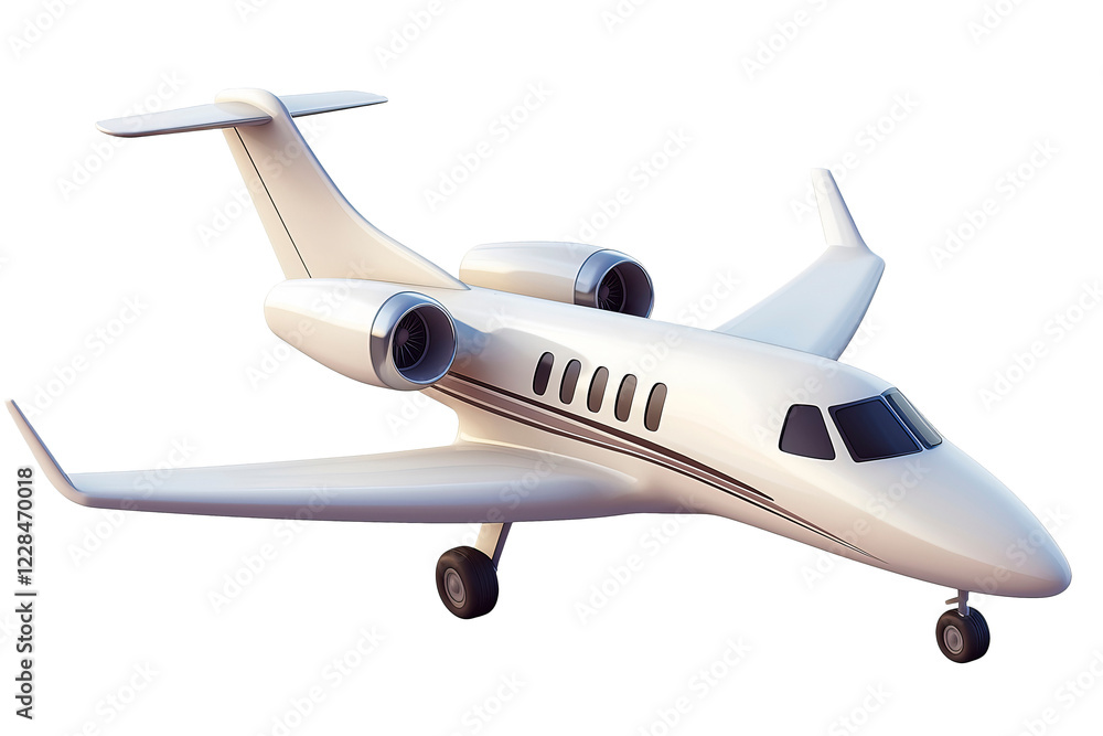 Elegant White Private Jet Aircraft on a Transparent Background Elegant White Private Jet Aircraft on a Transparent Background