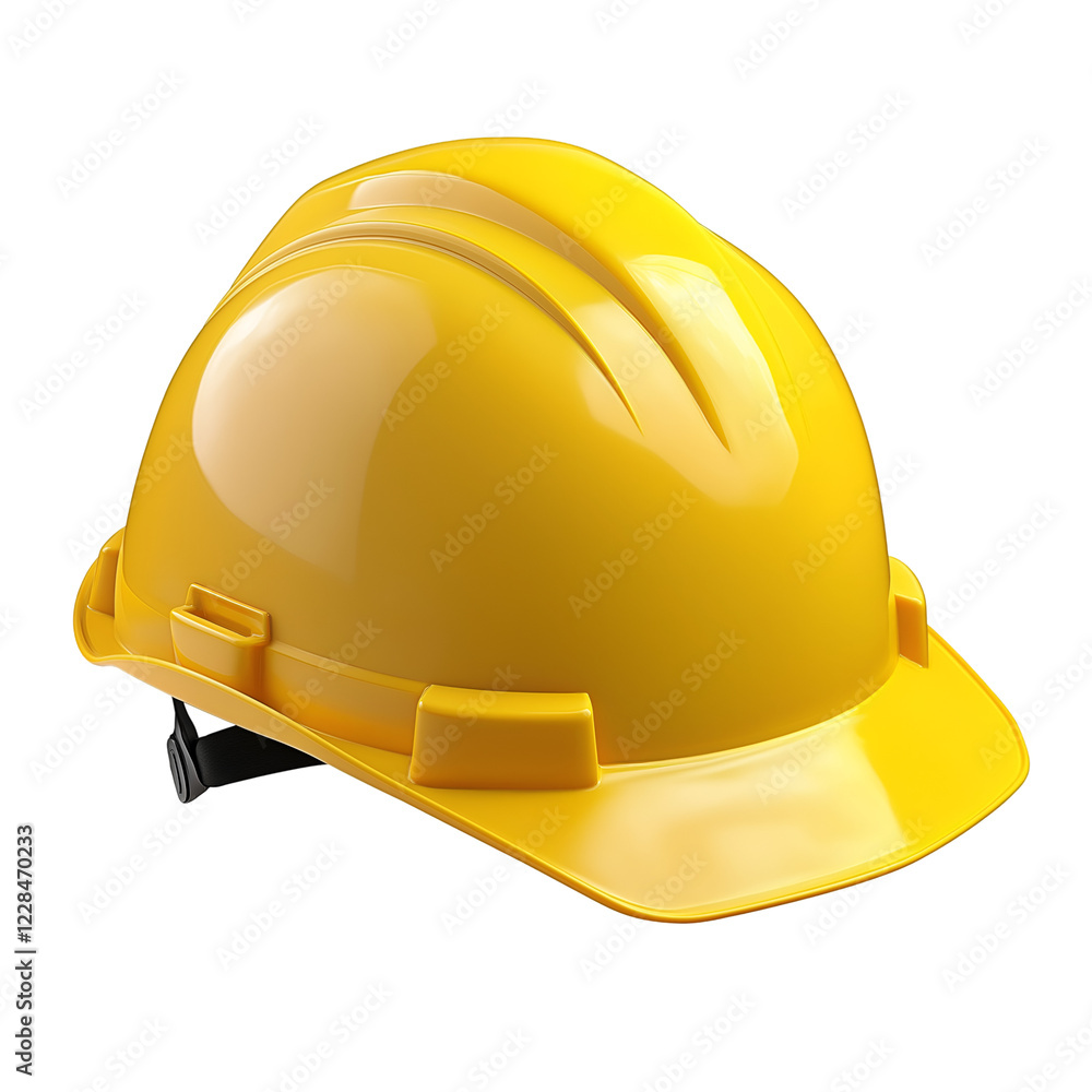Fototapeta premium A yellow construction helmet, cut out. Isolated on transparent or white background