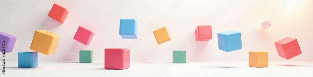 Cubes in random positions on a plain white background, white, cubes Cubes in random positions on a plain white background, white, cubes