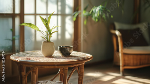 small pots and plants on the table. ai generated photo