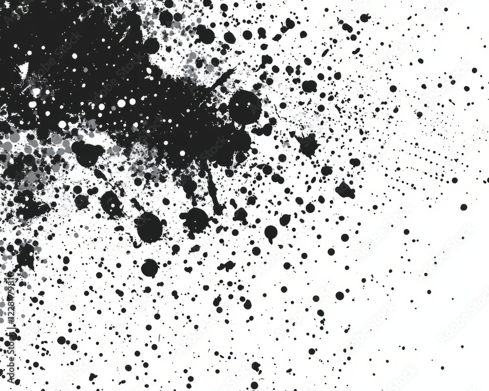 Monochrome halftone background with delicate splatter effect in a raw graphic design style Monochrome halftone background with delicate splatter effect in a raw graphic design style