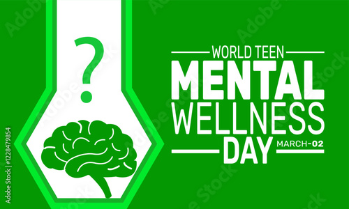 World Teen Mental Wellness Day is Celebrated in March. This holiday-themed design is perfect for backgrounds, banners, greeting cards, posters with text inscription, Classic social media posts.