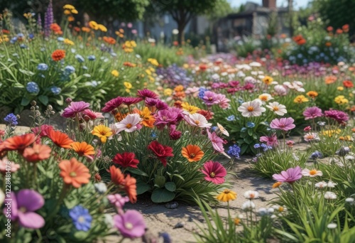 Wallpaper Mural Diverse flowers blooming in a garden , garden, spring Torontodigital.ca