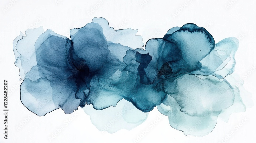 Fototapeta premium Abstract Cool-Toned Watercolor Blots