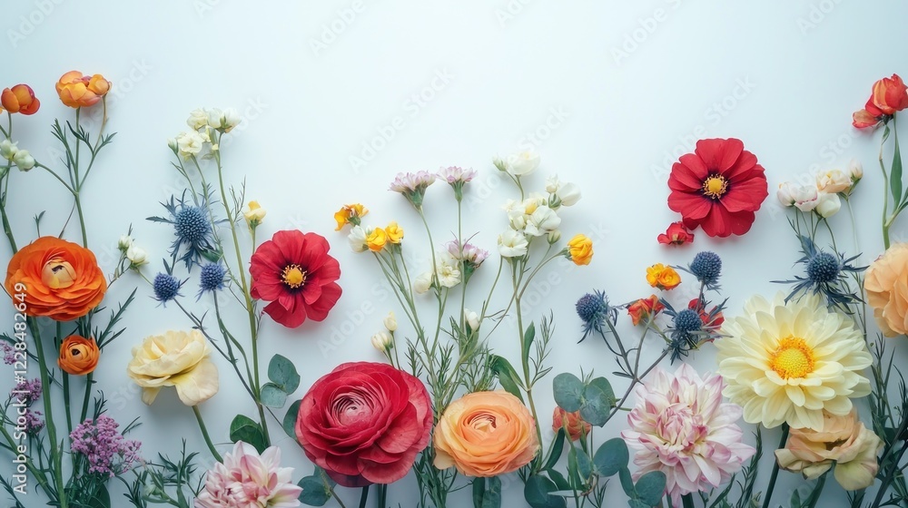 Fototapeta premium Beautiful Bouquet of Flowers on White Background