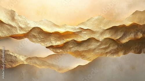 Golden Mountains Abstract Art Landscape Design