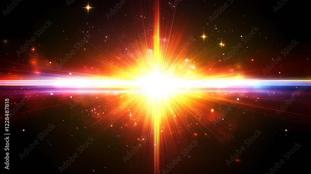 Radiant Light Explosion Across Dark Cosmic Space Radiant Light Explosion Across Dark Cosmic Space