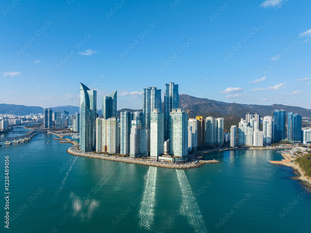 Naklejka premium 고층빌딩,마린시티,해운대구,부산고층빌딩,마린시티,해운대구,부산