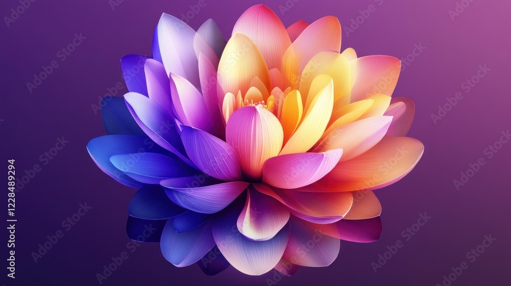 Vibrant Rainbow Lotus Flower Artistic Digital Render Vibrant Rainbow Lotus Flower Artistic Digital Render