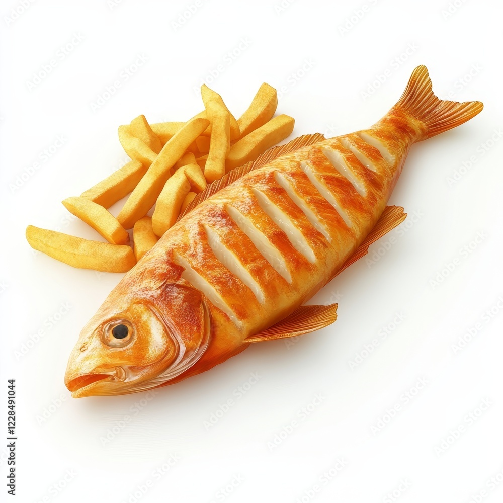 Fish and chips isolated on white background Fish and chips isolated on white background