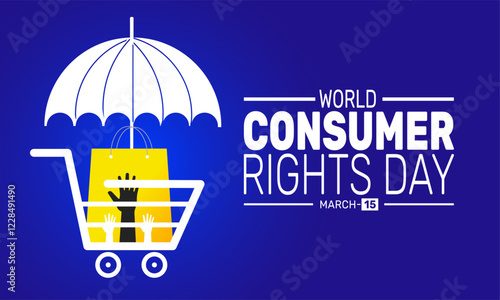 World Consumer Rights Dayy is Celebrated in March. This holiday-themed design is perfect for backgrounds, banners, greeting cards, posters with text inscription, Classic social media posts.Vector
