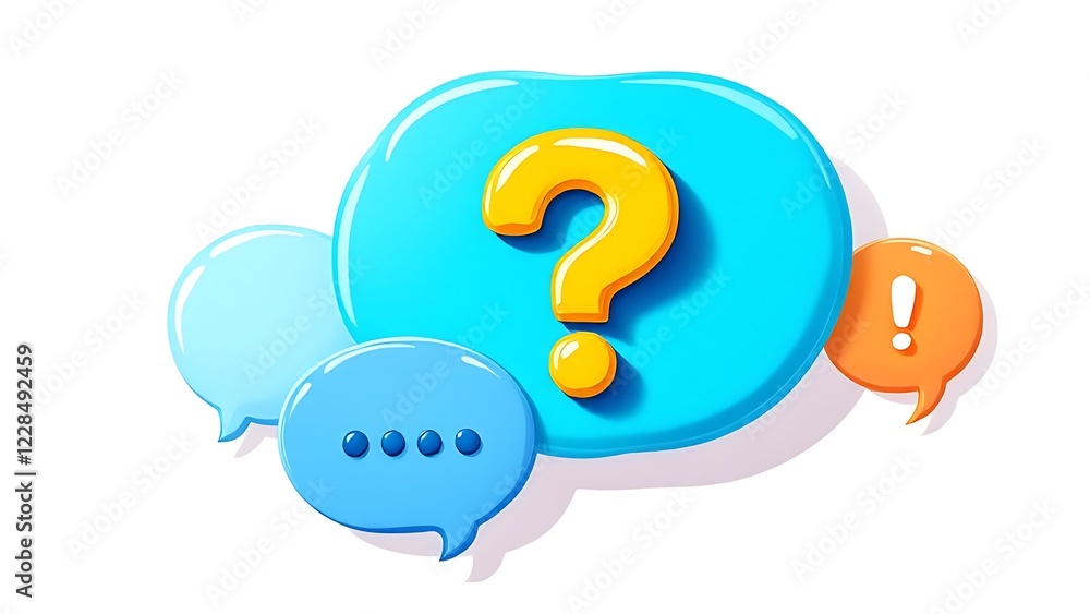 Cartoon question mark and exclamation point, chat mark, 3d rendering. Cartoon question mark and exclamation point, chat mark, 3d rendering.