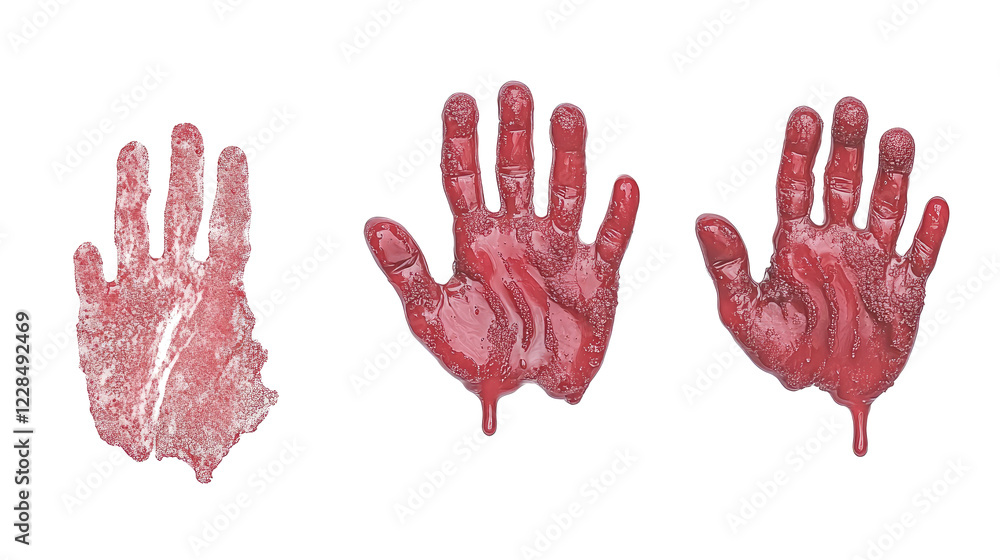 Dripping Red Blood Handprints Creative Collection Set Generative AI Dripping Red Blood Handprints Creative Collection Set Generative AI