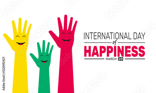 International Day of Happiness. This holiday-themed design is perfect for backgrounds, banners, greeting cards, posters with text inscription, Classic social media posts.Vector illustration