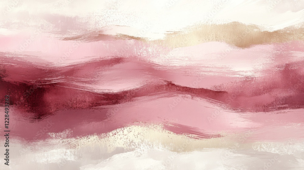 Obraz premium Abstract Pink Gold Swirl Painted Landscape