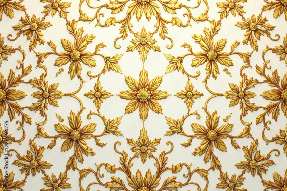 Seamless golden floral design on a neutral base , design, wallpaper Seamless golden floral design on a neutral base , design, wallpaper