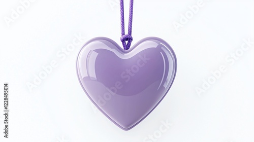 Wallpaper Mural Purple Heart Ornament Hanging on a String Shining With Glossy Surface Against White Background. Torontodigital.ca