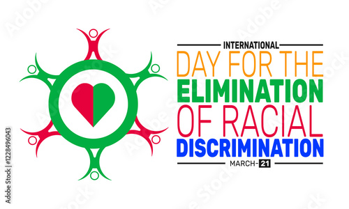 International Day for the Elimination of Racial Discrimination. This holiday-themed design is perfect for backgrounds, banners, greeting cards, posters with text inscription, social media posts.