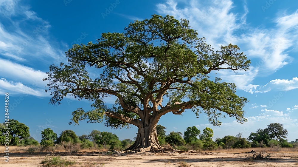 Majestic African Baobab Tree Under a Vivid Blue Sky Majestic African Baobab Tree Under a Vivid Blue Sky