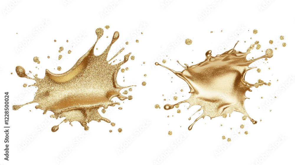 Fototapeta premium Gold Glitter Splatter on Clear Background Generative AI