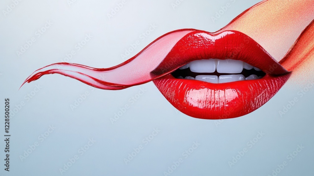 Obraz premium Beautiful Close-Up of Red Lipstick on White Background