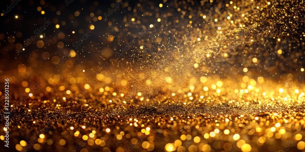 Glittering gold dust settles on a dark background, creating a mesmerizing pattern of shine and texture, evoking luxury and wealth , gold Glittering gold dust settles on a dark background, creating a mesmerizing pattern of shine and texture, evoking luxury and wealth , gold