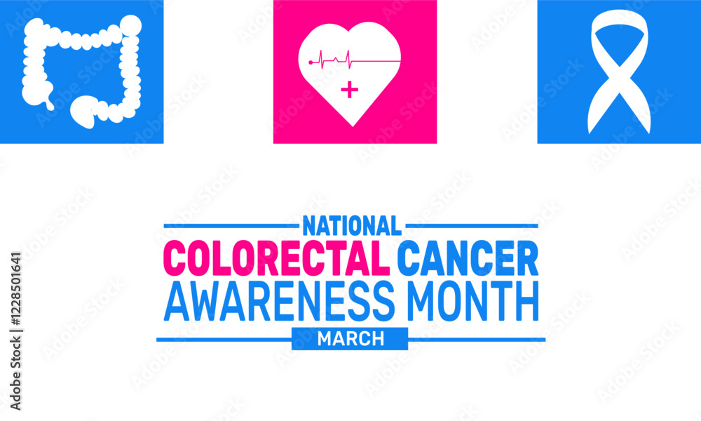 Fototapeta premium March is National Colorectal Cancer awareness month. This holiday-themed design is perfect for backgrounds, banners, greeting cards, posters with text inscription, Classic social media posts. vector