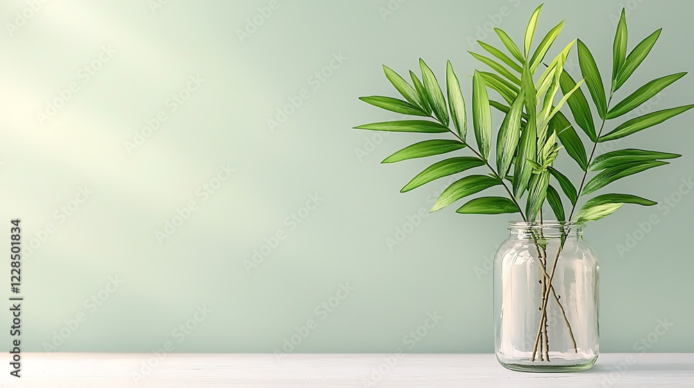 Obraz premium Elegant greenery in a pastel color style jar soft background and texture nature vibe