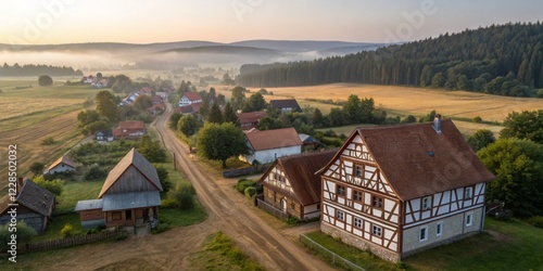 Wallpaper Mural Scenic morning view of a quaint village surrounded by rolling hills and lush forests in Germany Torontodigital.ca