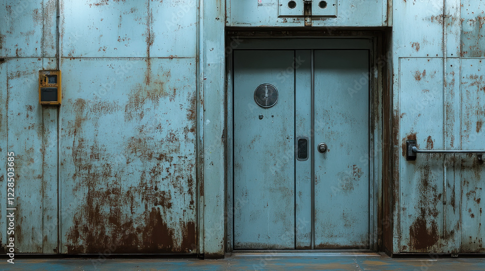 Naklejka premium Worker in Protective Gear Standing Against a Wall in Building