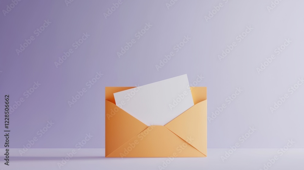 Top view minimalistic envelope and blank card - clean design
