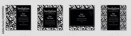 Set of abstract floral patterns. Vector seamless backgrounds. Perfect for invitations or announcements