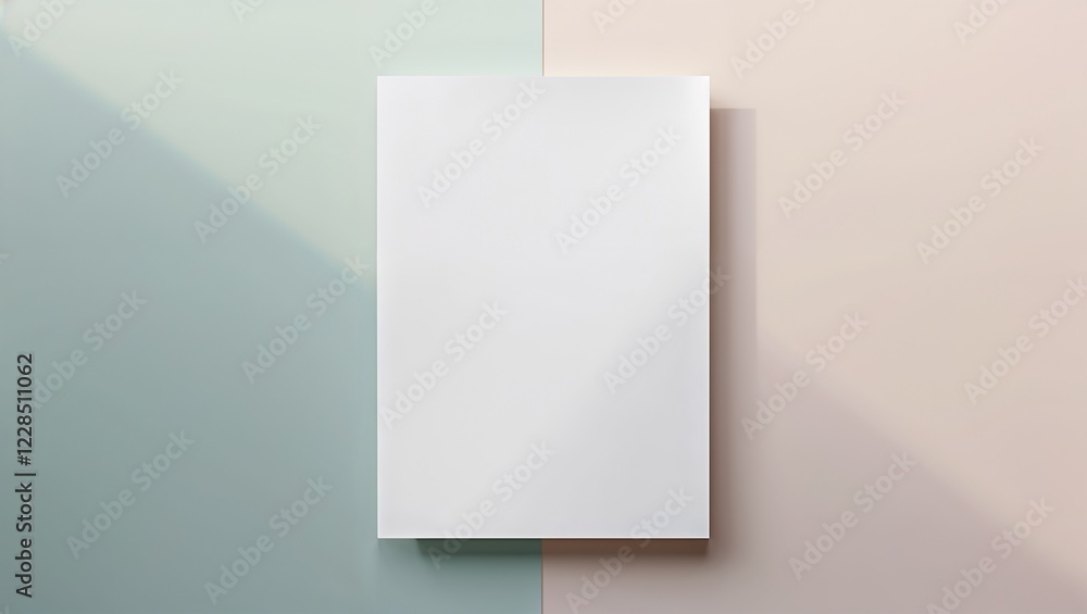 Fototapeta premium Blank white canvas on pastel background with soft lighting